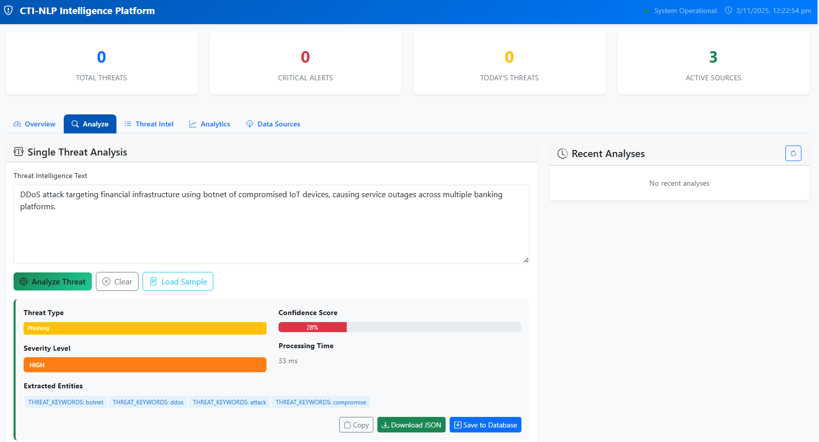 Threat Classification Results Display
